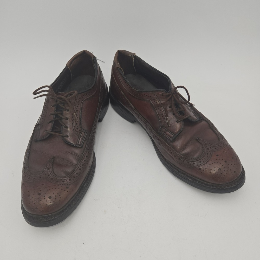 Florsheim Imperial 90010 Men's 9D Brown Longwing Brogue Dress Shoes USA Made VTG